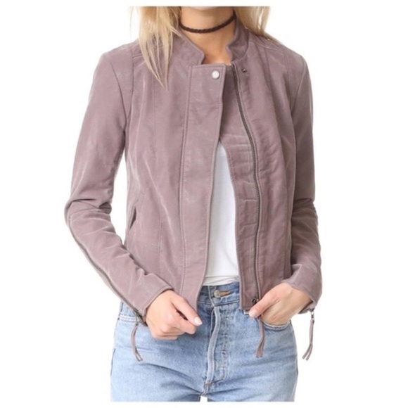 Free People Faux Lavender Leather Motorcycle Jacket - Picture 1 of 13